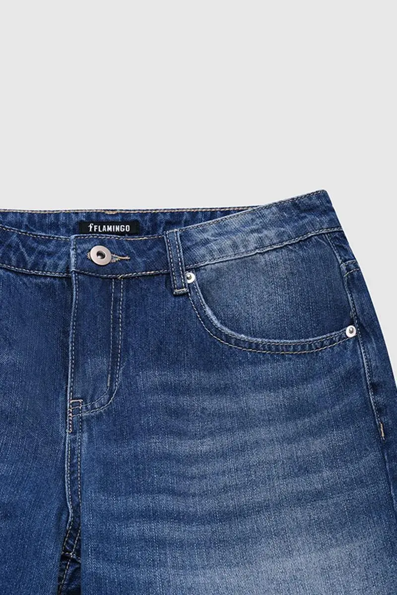 Wash High Stretch Low Waist Straight Leg Jeans
