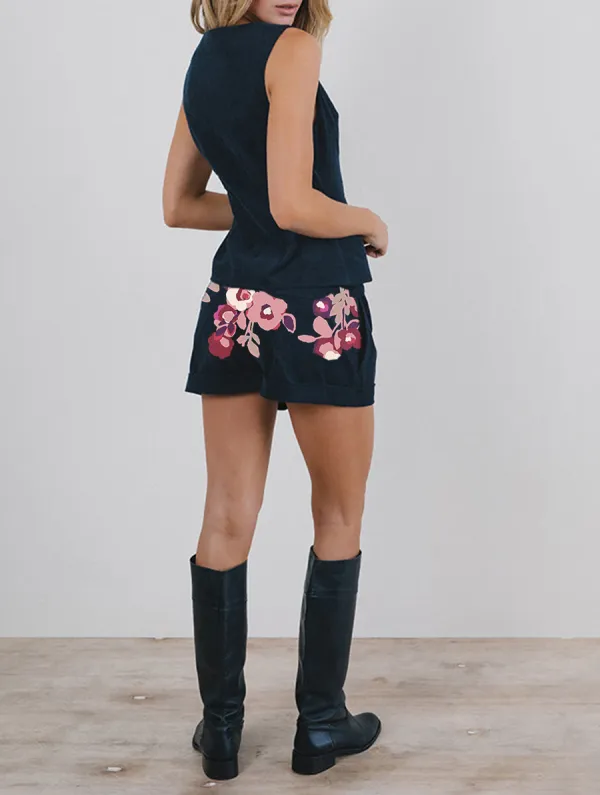 Shorts In Baby Cord Navy