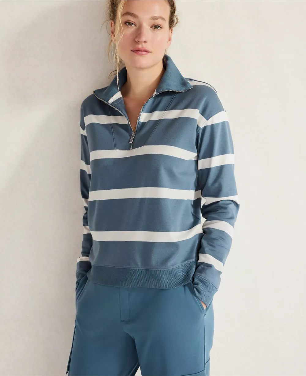 Haven Well Within Organic Cotton Interlock Striped Quarter Zip