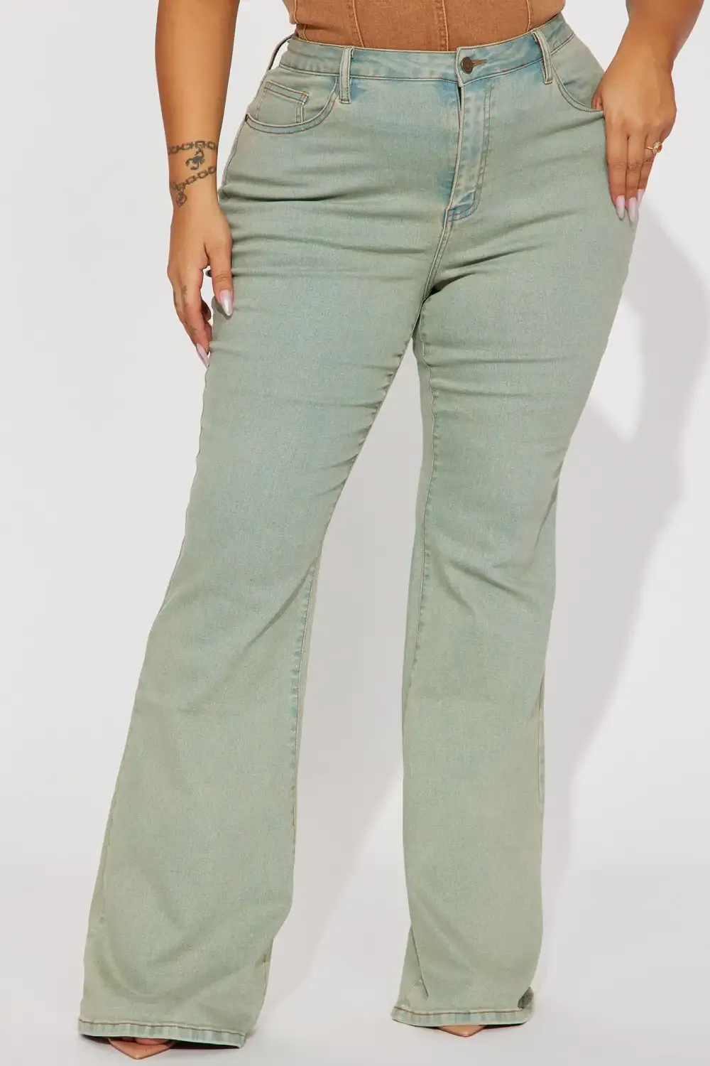 Vienna Tinted High Rise Stretch  Flare Jeans - Light Wash