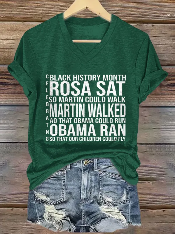 Women'S Black History Month V-Neck Short-Sleeved T-Shirt