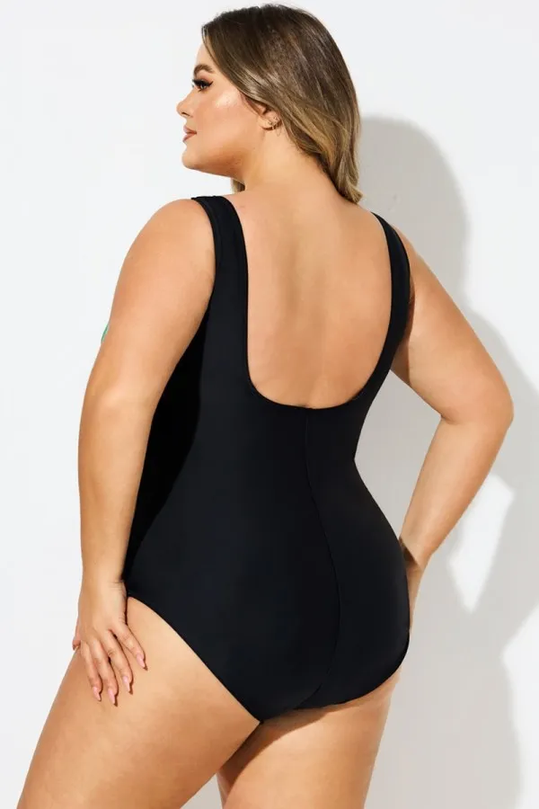 Plus Size Floral Print Sport One Piece Swimsuit