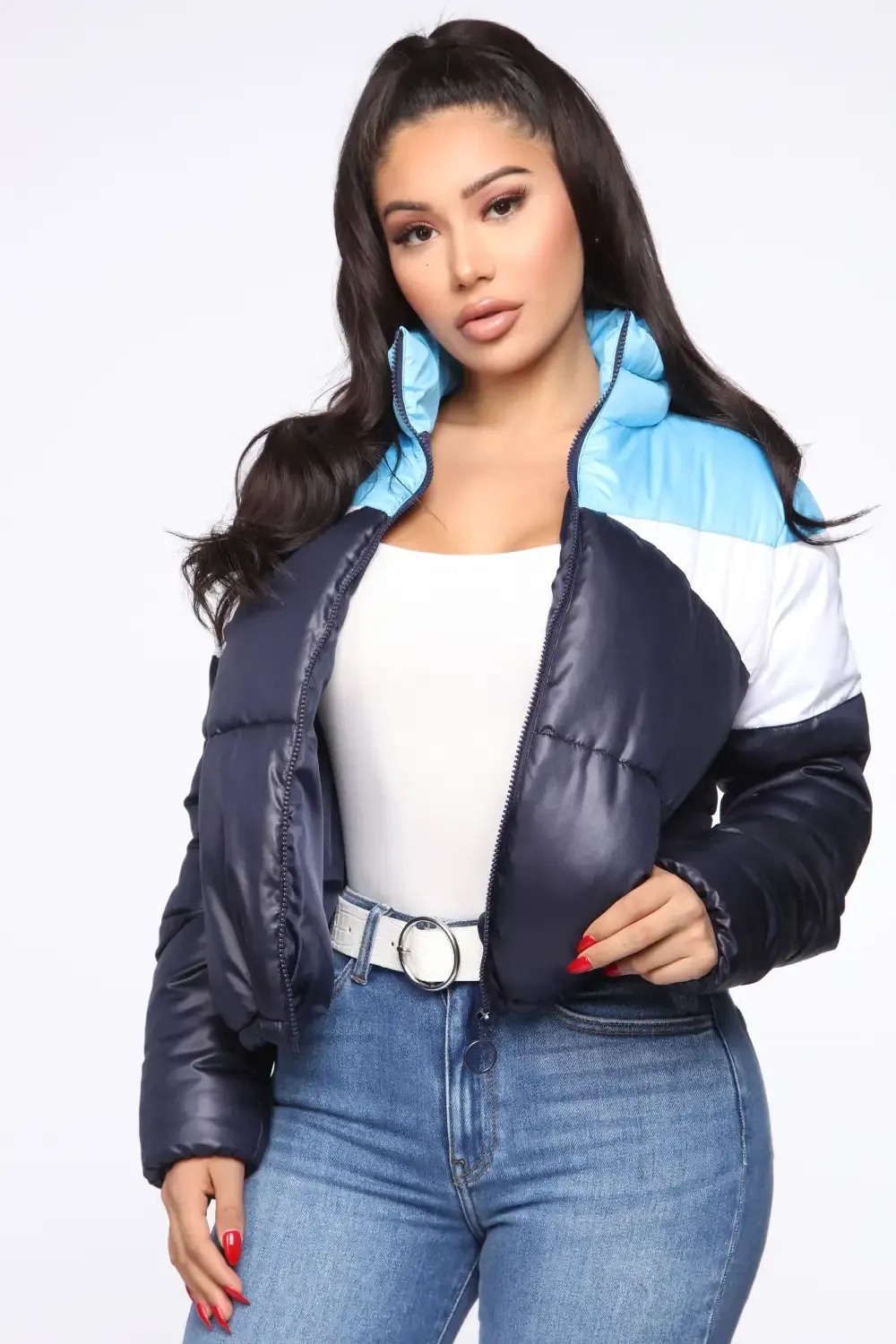 Rain Won't Stop Me Puffer Jacket - Blue/combo