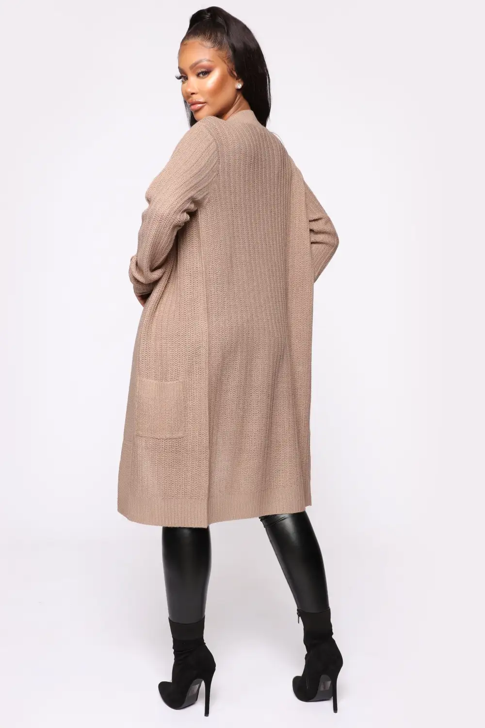 Throw It On Ribbed Cardigan - Khaki