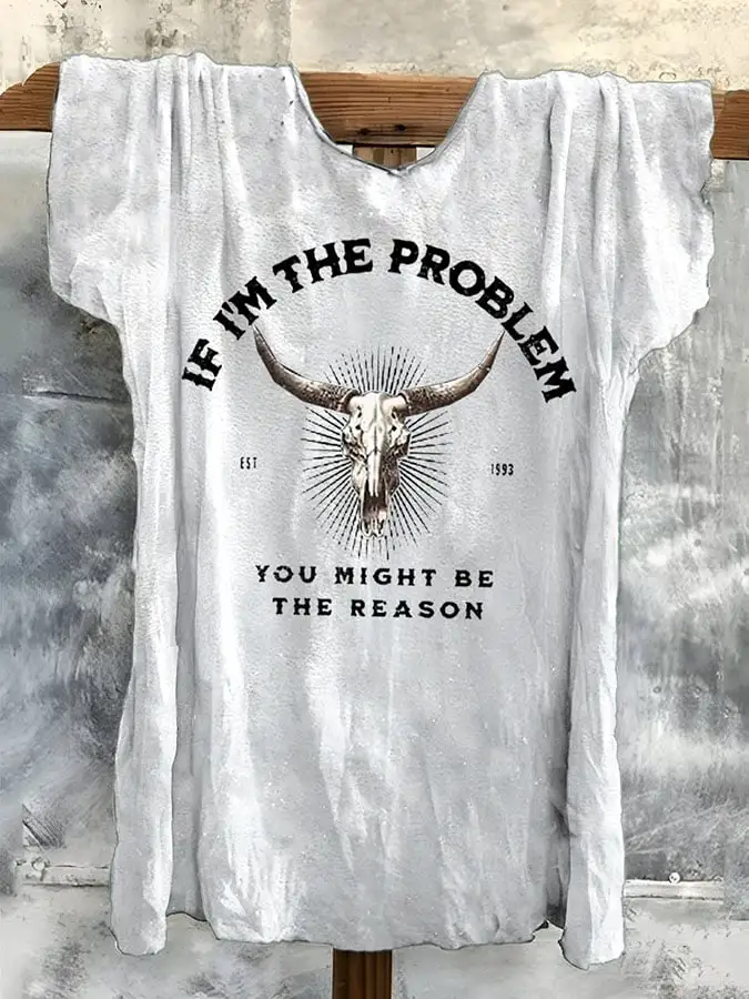 Women's If There'S A Problem, You Could Be The Reason Western Country Music Printed Short-Sleeved T-Shirt