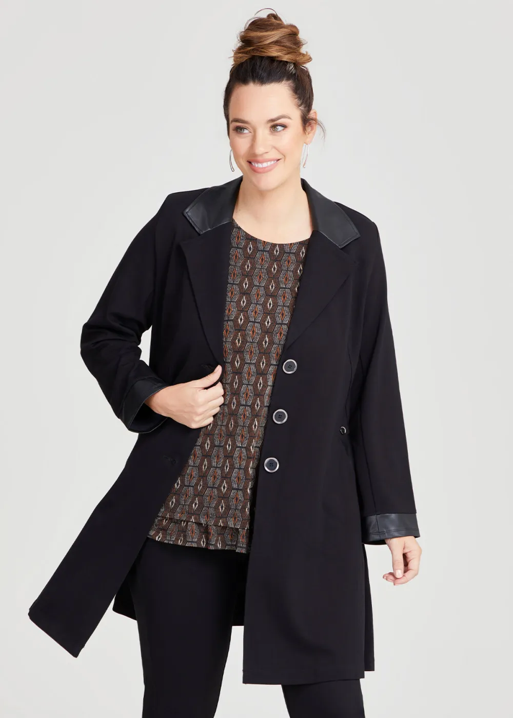 Bamboo Ponte & Faux Leather Jacket