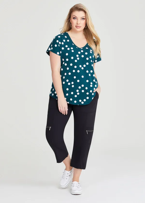 Cotton Scoop Neck Spot Top