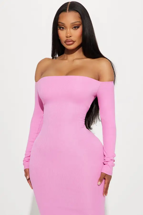 Becky Ribbed Maxi Dress - Pink
