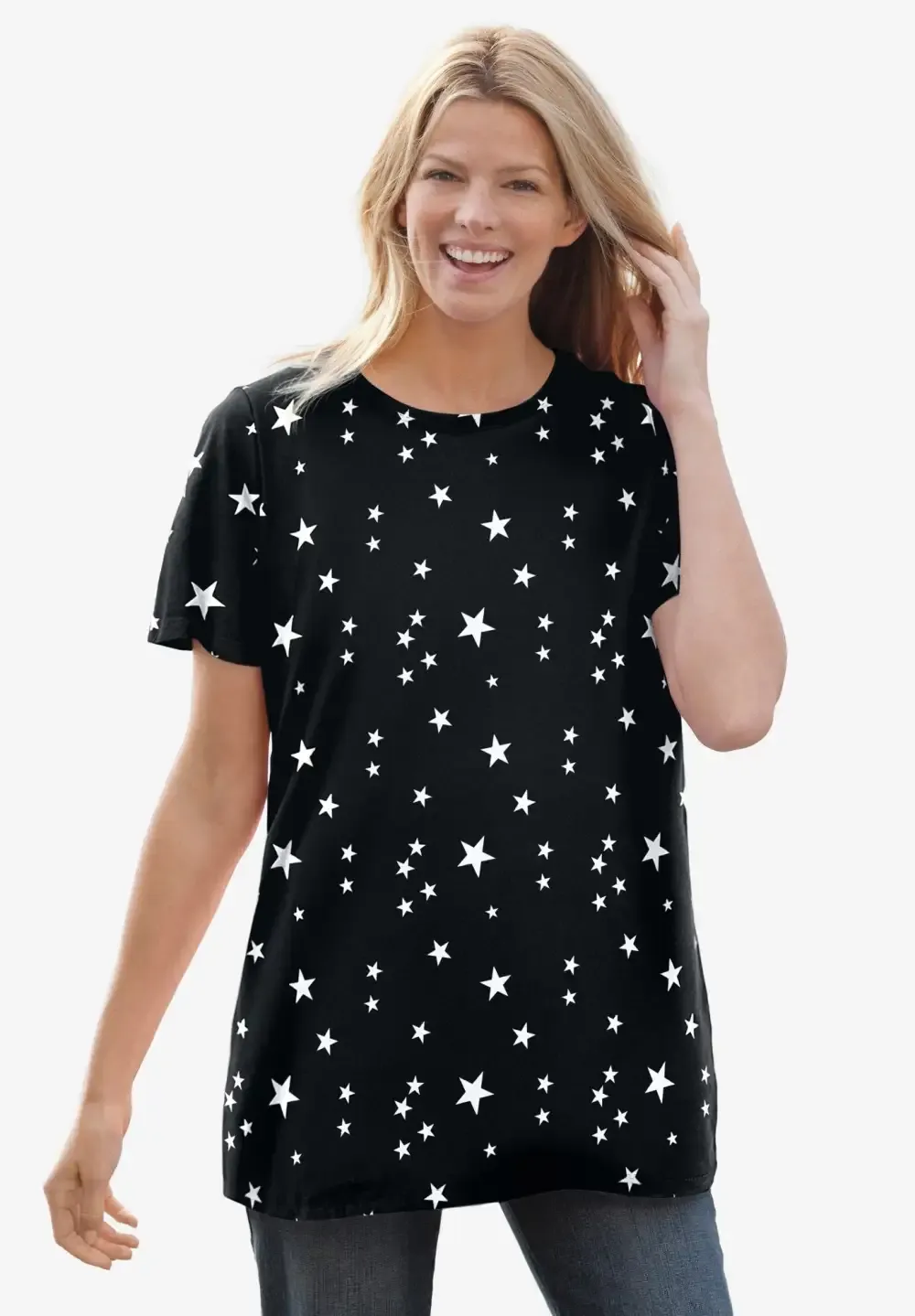 Perfect Printed Short-Sleeve Crewneck Tee