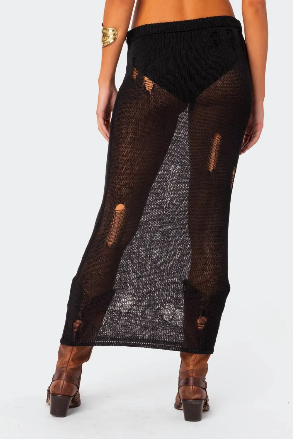 Britt Distressed Knit Maxi Skirt
