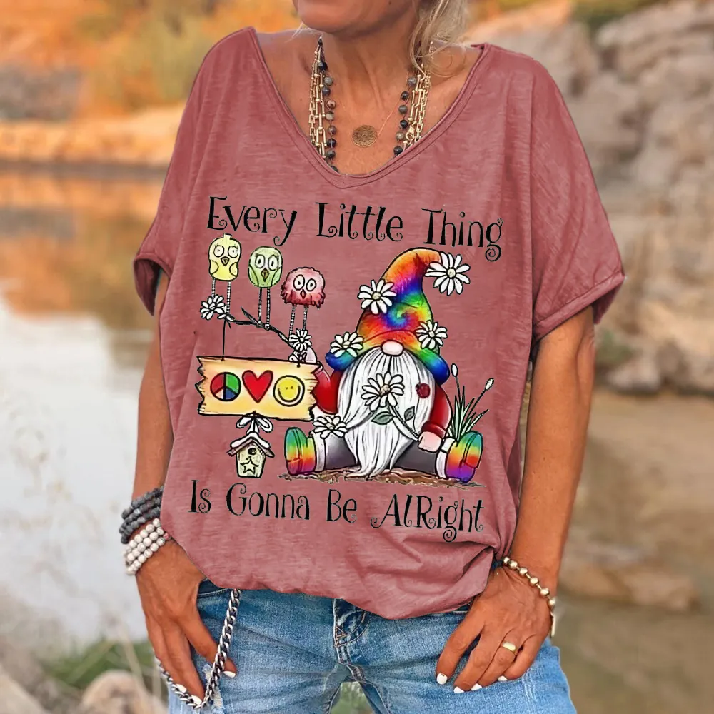 Every Little Thing Is Gonna Be Alright Printed V-neck Women's T-shirt