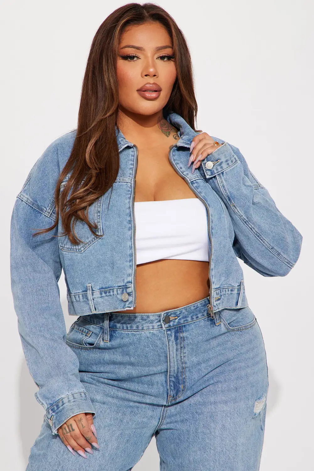 Letting You Know Crop Denim Trucker Jacket - Light Wash