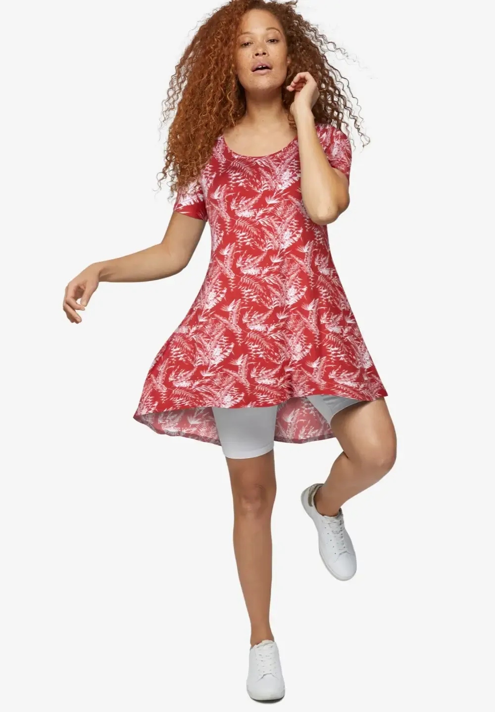 Short Sleeve A-Line Knit Dress