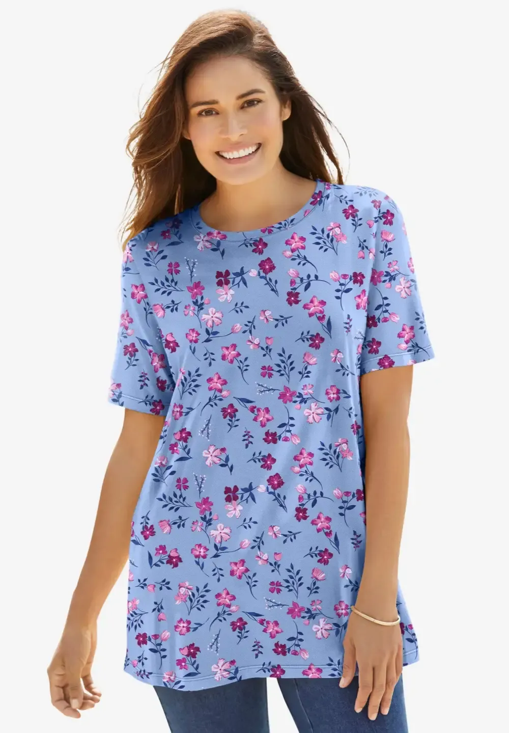 Perfect Printed Short-Sleeve Crewneck Tee