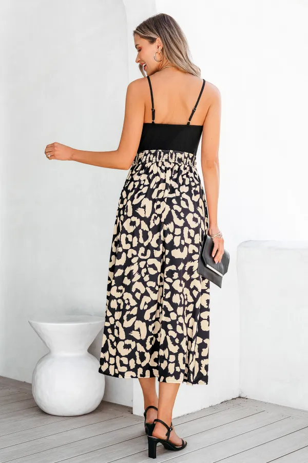 Abstract Print Surplice Midi Dress