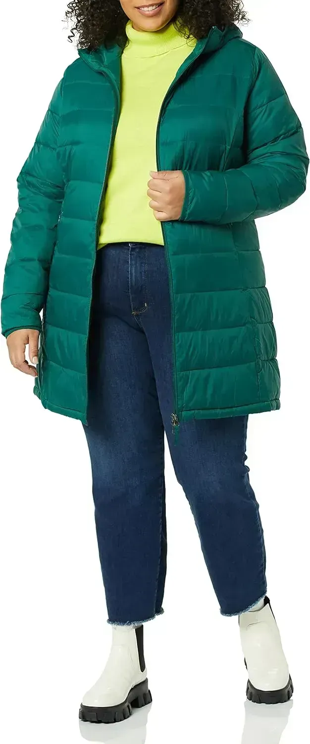 Women's Lightweight Water-Resistant Hooded Puffer Coat (Available in Plus Size)