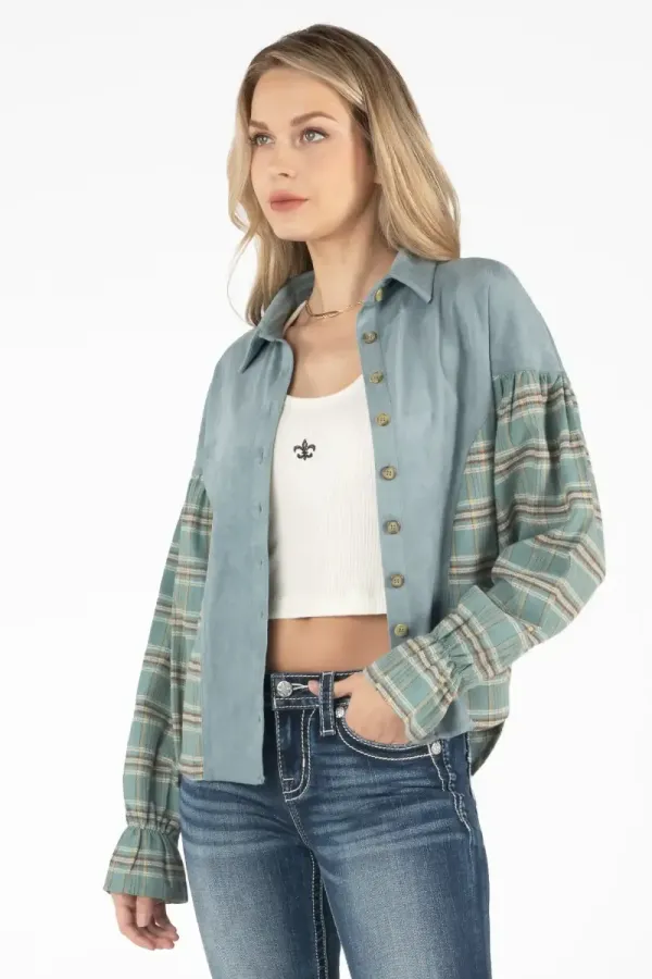 Dolman Plaid Button Up Shirt
