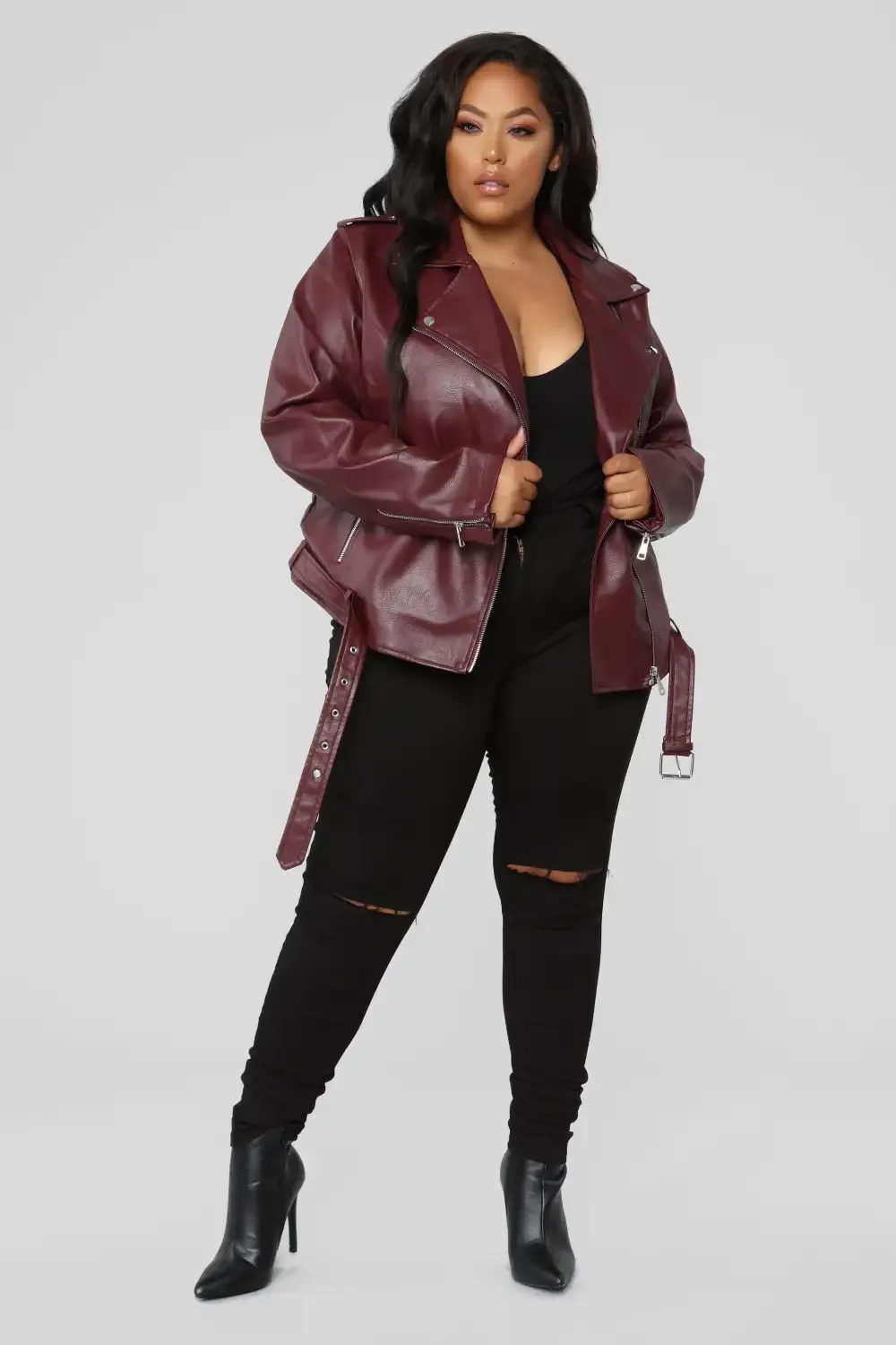 Araxie Vegan Leather Jacket - Wine