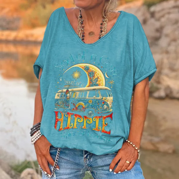 Soul Of A Gypsy Hippie Print Women's T-shirt