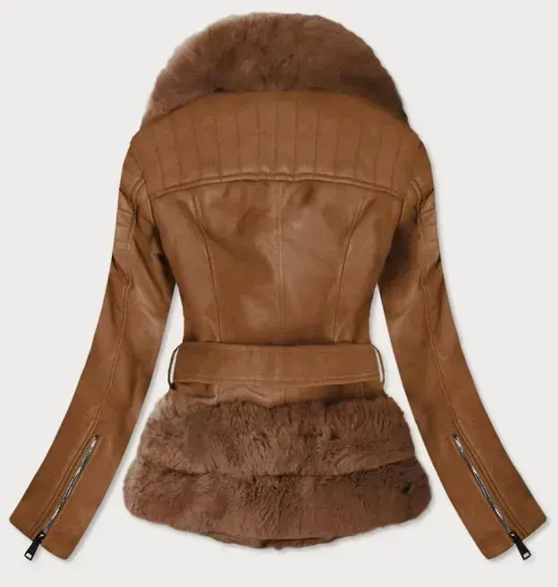 Black fur jacket Leather