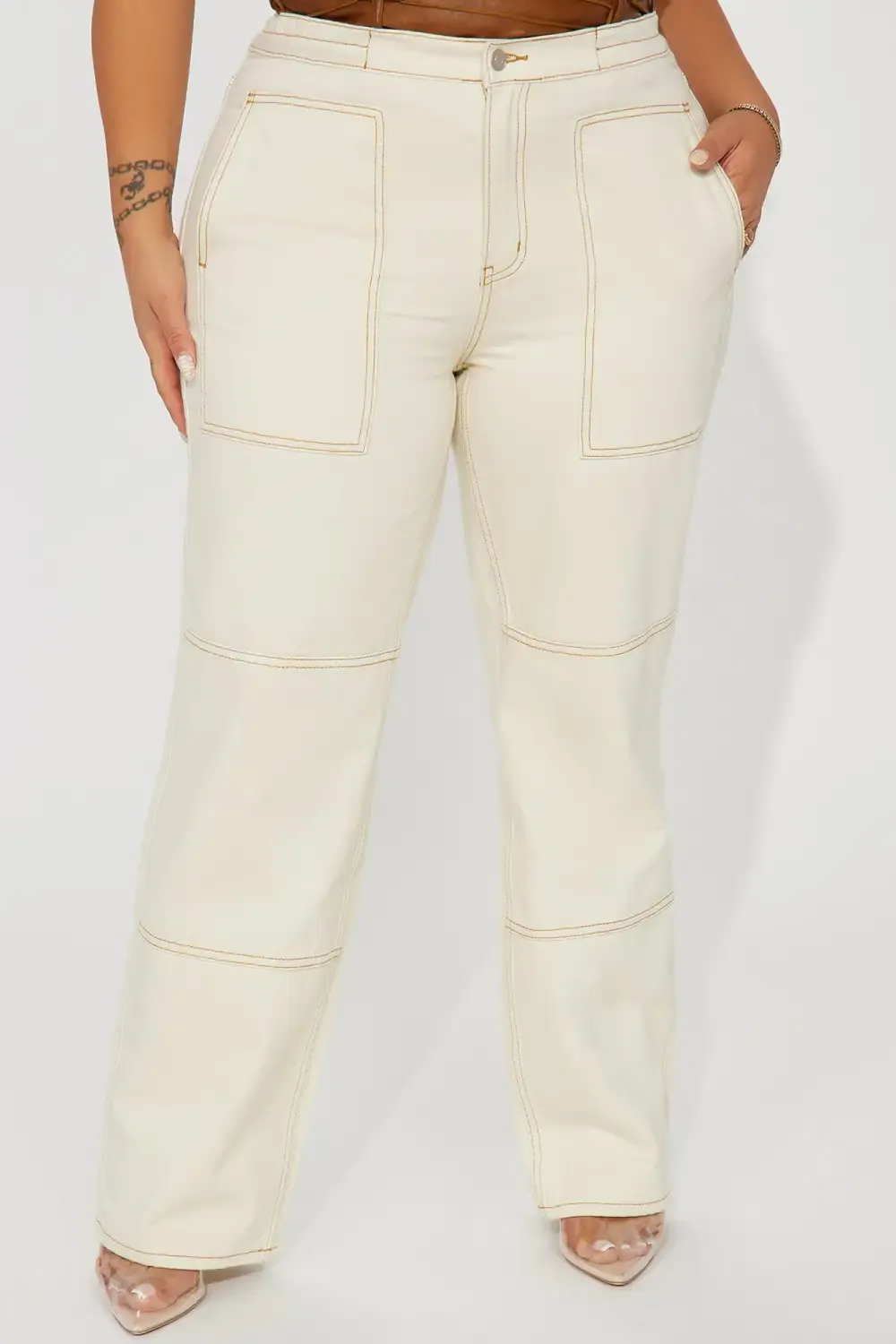 At First Glance Easy Waist Straight Leg Jeans - Ivory