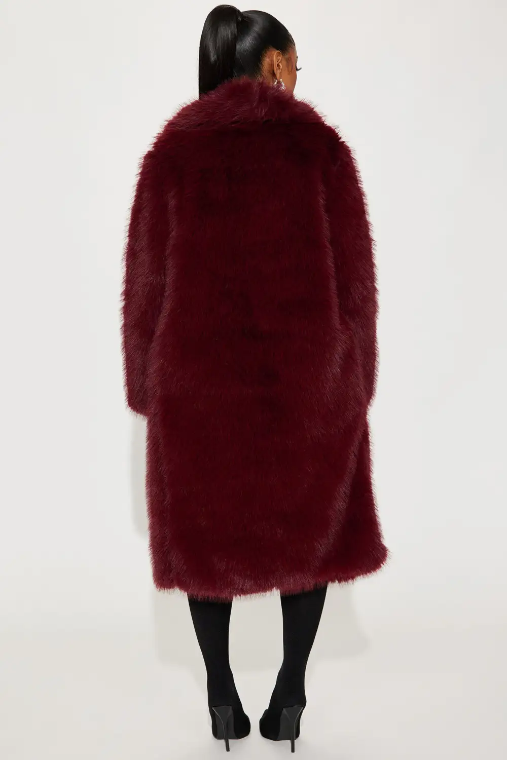 Dreamin' Big Faux Fur Coat  - Burgundy