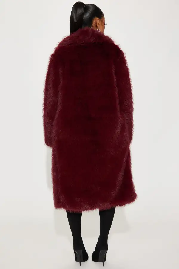 Dreamin' Big Faux Fur Coat  - Burgundy