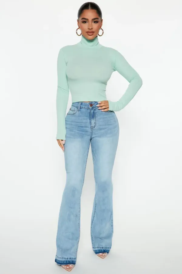 Rumors High Rise Release Hem Flare Jeans - Medium Wash