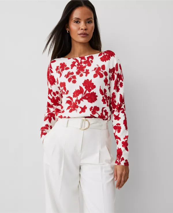 Tropical Slash Neck Sweater