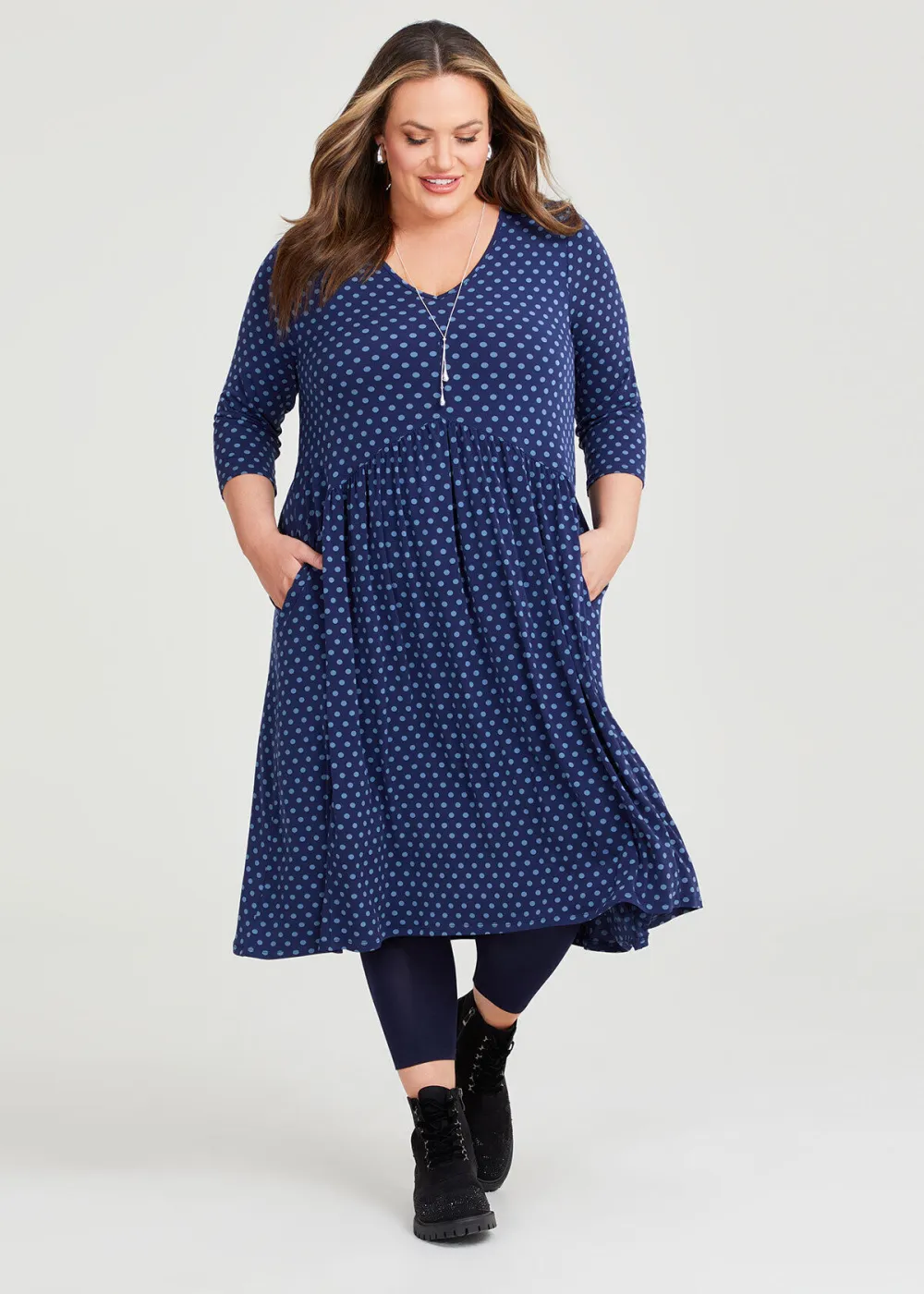 Spot V-neck Luna Dress