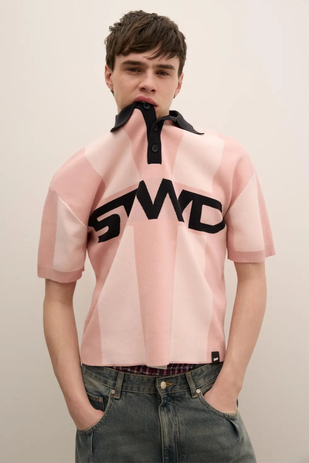 Striped STWD knit polo shirt
