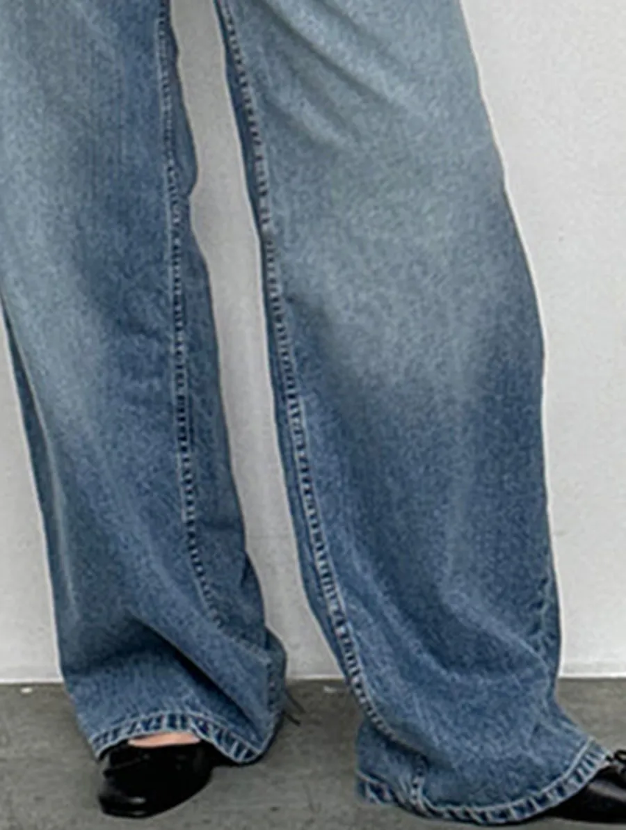 Washed Powder Blue Roomy Extra Wide Low Rise Jeans