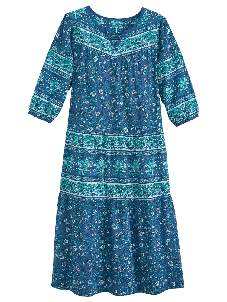 Notch Neckline Muumuu With 3/4 Sleeves