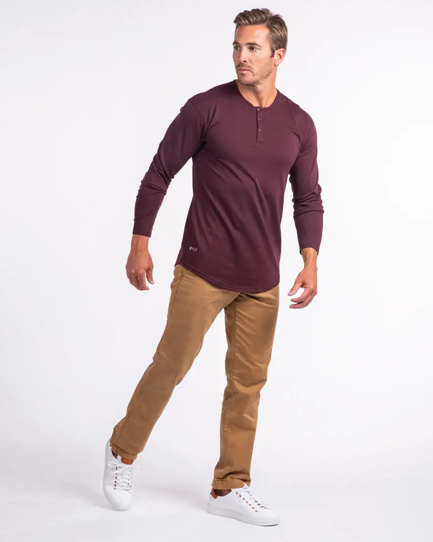 Henley Drop-Cut Long Sleeve: Lux