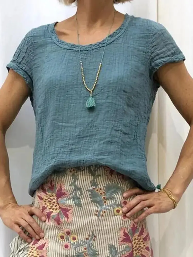 Vintage Crew Neck Casual Tee