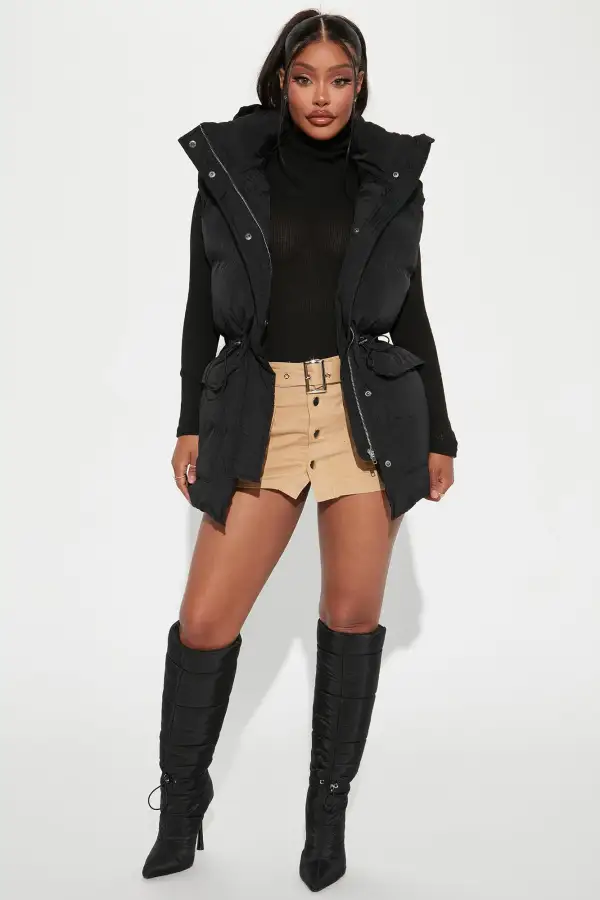 Between Us Puffer Vest - Black
