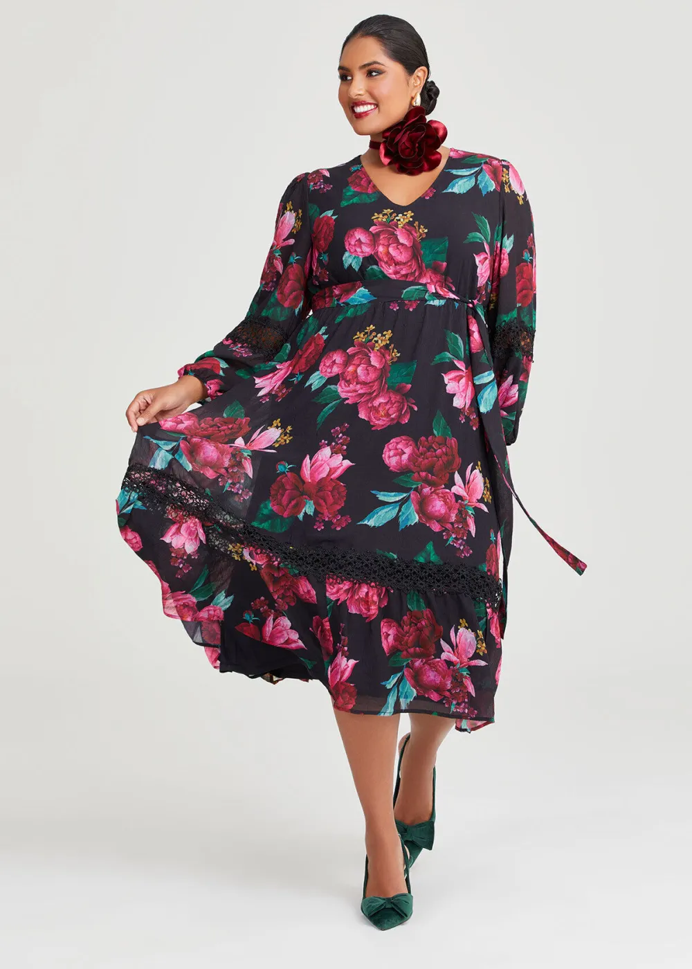 Yarra Chiffon Floral Midi Dress
