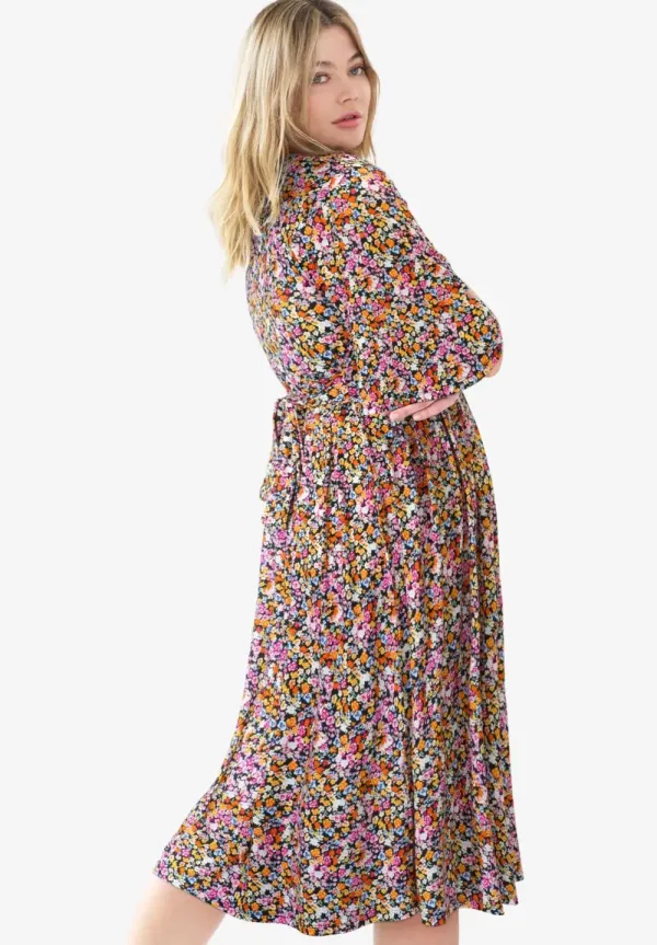 Surplice Tie Back Midi Dress