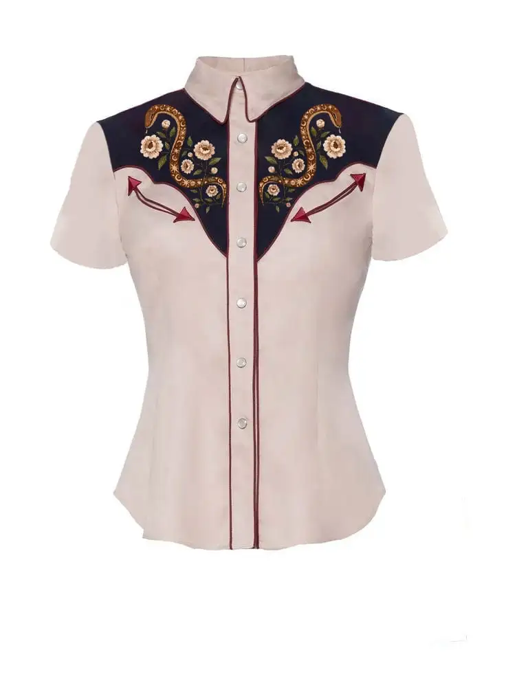 Western Snake And Flower Printed Shirt