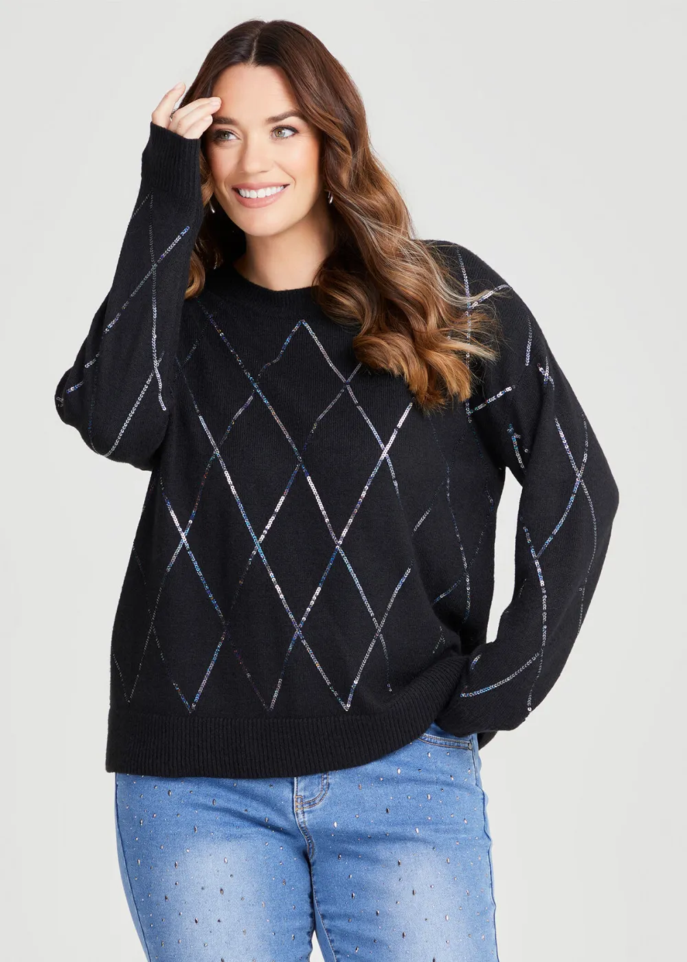 Diamond Sequin Knit Jumper