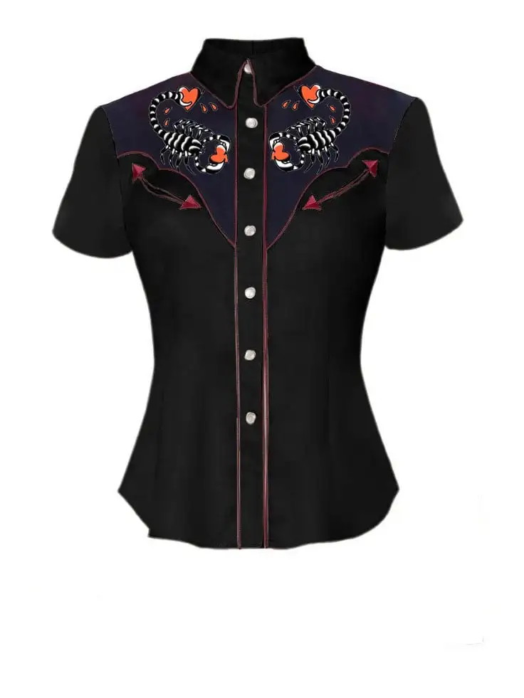 Women's Western Poison Scorpion Print Shirt