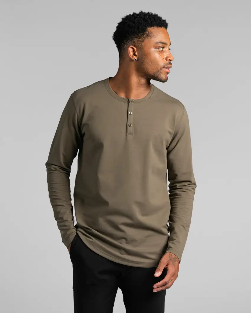 Henley Drop-Cut Long Sleeve: Bylt Signature