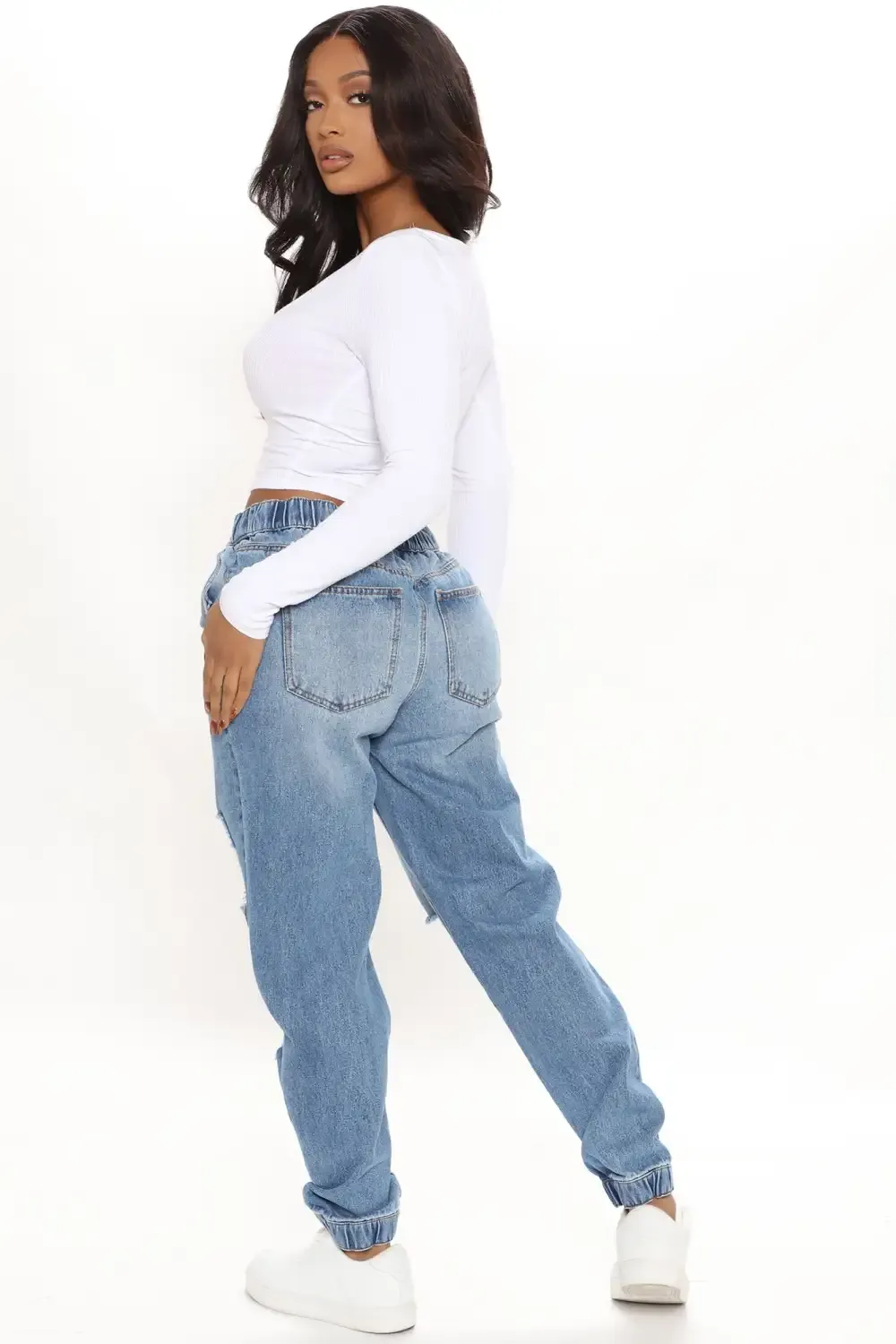 End Game Relaxed Denim Joggers - Medium Blue Wash