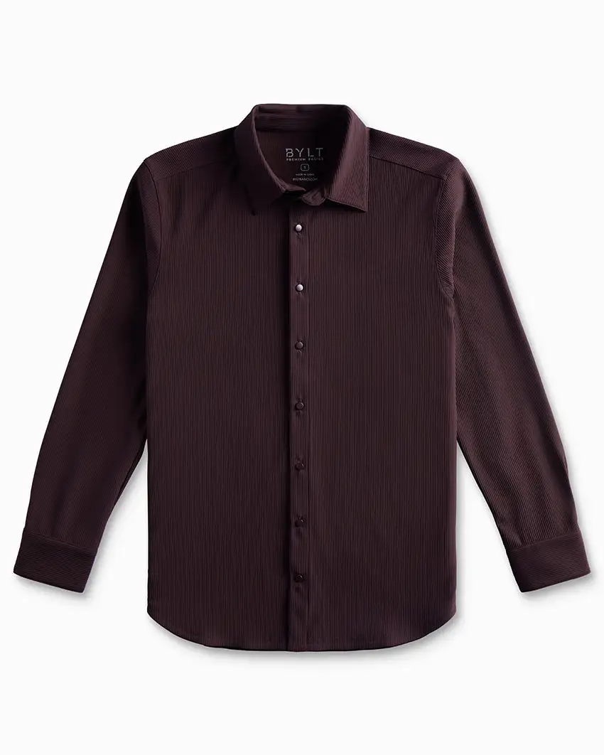 Ribbed+ Long Sleeve Button Down