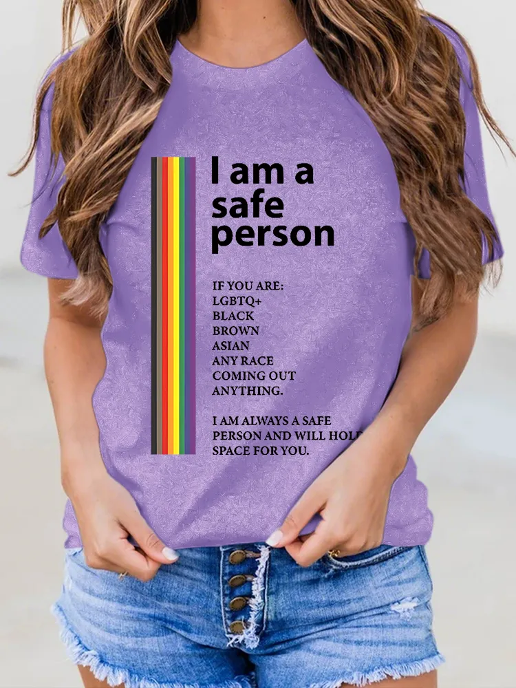 Women'S I Am A Safe Person Round-Neck Short-Sleeved T-Shirt