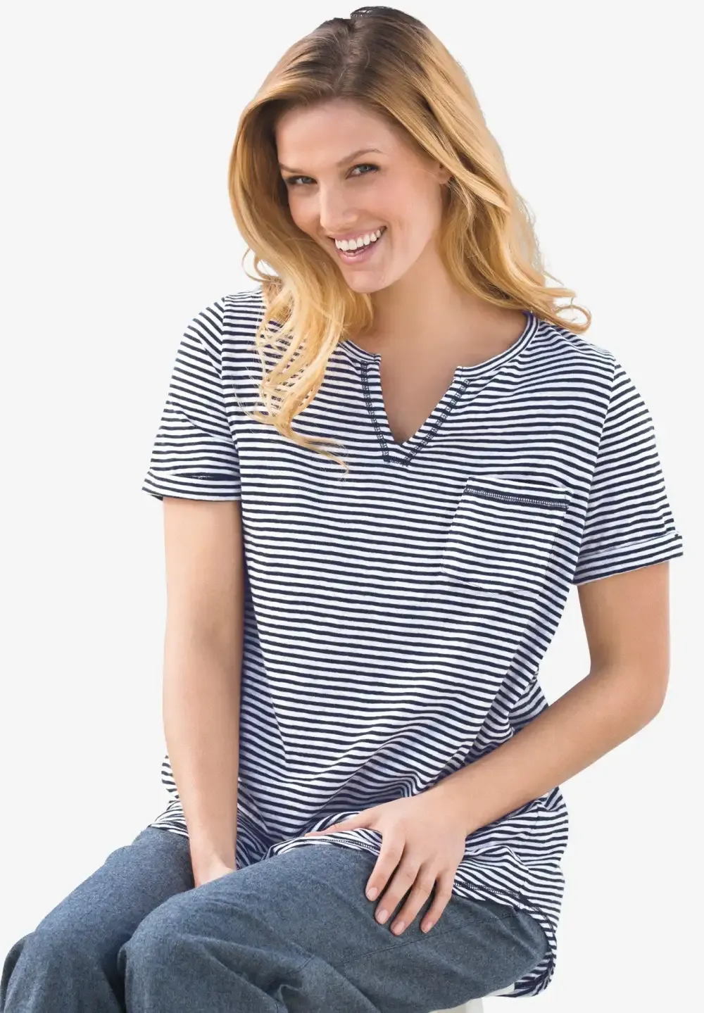 Short-Sleeve Notch-Neck Tee
