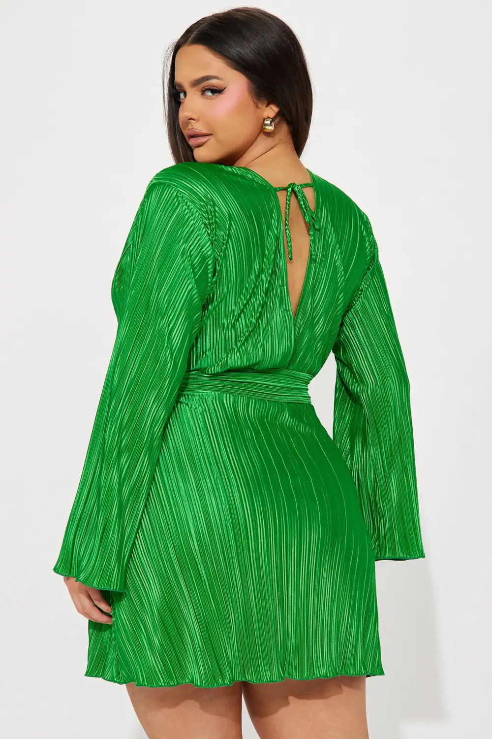 Ciara Plisse Mini Dress - Green