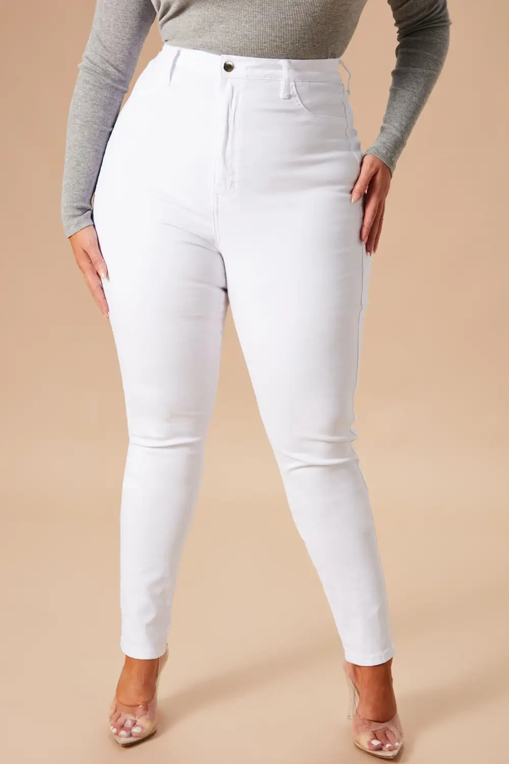 Classic High Waist Skinny Jeans - White