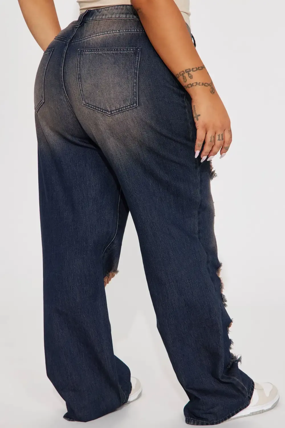 The Dalston Ripped Tinted Non Stretch Jeans - Dark Brown