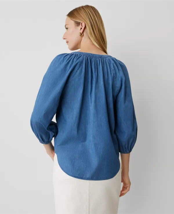 Weekend Collection Chambray Raglan Popover